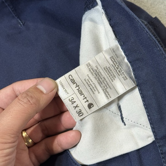 Carhartt Navy Blue Mens Cargo Work Pants Size 34x30 Faded and Distressed Utility - Picture 6 of 14